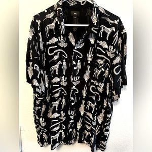 Obey Button Down Shirt with Animal Skeleton Print